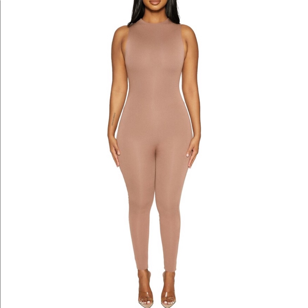 Naked Wardrobe The NW Sleeveless Jumpsuit in Coco